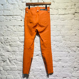 UNRAVEL PROJECT ORANGE LEATHER SKINNY TROUSERS