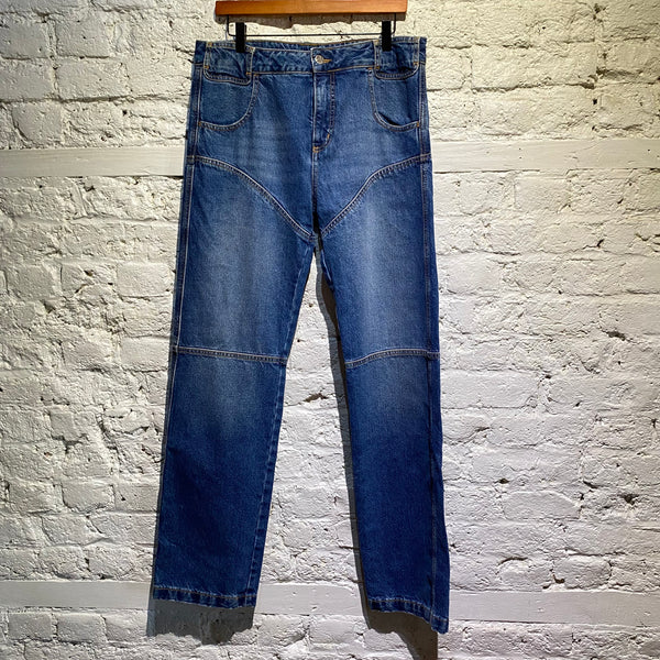 TELFAR BLUE JEANS WITH PANELLED SEAMS