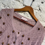 CHARLES JEFFREY LOVERBOY LILAC KNIT BEADED CARDIGAN