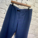 RAF SIMONS TEXTURED MARINE CHECK WOOL TROUSERS