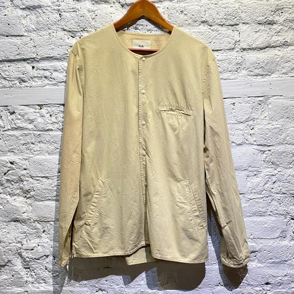 FOLK BEIGE COLLARLESS SHIRT