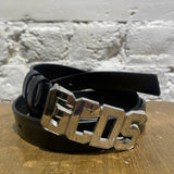 GCDS BLACK LEATHER BELT