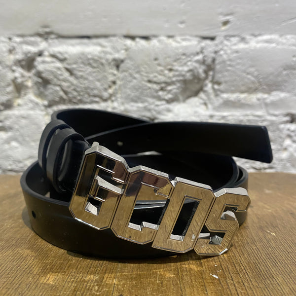 GCDS BLACK LEATHER BELT