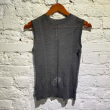 RICK OWENS GREY SLEEVELESS KNIT SWEATER