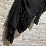 16ARLINGTON BLACK RUCHED PUFF SLEEVE CREPE MINI DRESS