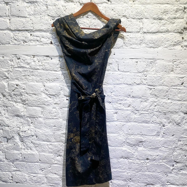 VIVIENNE WESTWOOD ANGLOMANIA BLACK/BROWN LACE PRINT COTTON DRESS