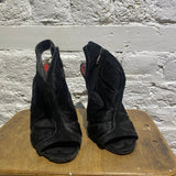 CHARLES JOURDAN BLACK LEATHER/PONY HEELS