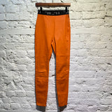 UNRAVEL PROJECT ORANGE HIGH WAISTED LEATHER TROUSERS