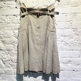 ALEXANDER MCQUEEN WOVEN GREY/YELLOW/BLACK BELTED PLEATED SKIRT 2006