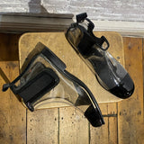 COMME DES GARÇONS BLACK/CLEAR PVC/LEATHER ANKLE BOOTS