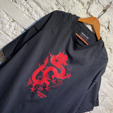MARTINE ROSE DRAGON PRINT BLACK “DOUBLE” T-SHIRT