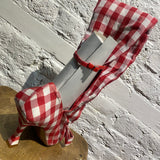 ACNE STUDIOS RED/WHITE GINGHAM PEEPTOE HEELS