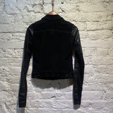 RICK OWENS DRKSHDW BLACK LEATHER/WOVEN CORD JACKET