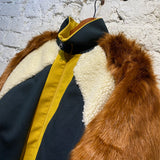 SEA DARK GREEN WOOL/FAUX FUR TRACK JACKET