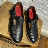 GRENSON BLACK TEXTURED LEATHER CUT OUT SHOES