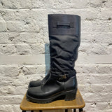 PRADA BLACK LEATHER/NYLON BOOTS