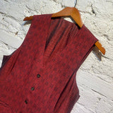 OZWALD BOATENG BLACK/RED WOVEN 3-PIECE SUIT