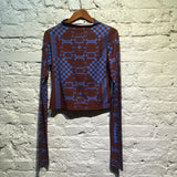 EIROCORI BROWN/BLUE GRAPHIC L/S TEE