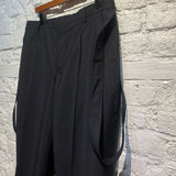 BURBERRY STRAP DETAIL WOOL/MOHAIR TROUSERS