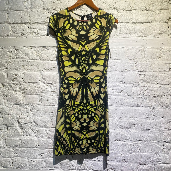 ALEXANDER MCQUEEN MCQ VISCOSE PRINT STRETCH DRESS