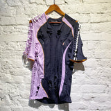 MARTINE ROSE NAVY/LAVENDER SLASHED TOP