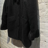 CASTELBAJAC BLACK COAT WITH FAUX FUR TRIM