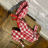 ACNE STUDIOS RED/WHITE GINGHAM PEEPTOE HEELS