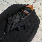 KATHERINE HAMNETT BLACK KNIT FAUX FUR LINED JACKET