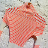 VICTORIA BECKHAM WHITE/ORANGE FINE GAUGE KNIT TOP