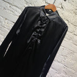 BOTTEGA VENETA BLACK ACETATE SHIRT DRESS
