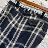 VIVIENNE WESTWOOD NAVY/CREAM CHECK LINEN TROUSERS SS19