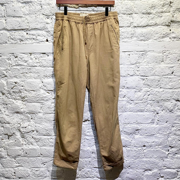 FOLK BEIGE COTTON/LINEN TROUSERS