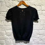 MARGIELA S/S BLACK ROUND NECK (KEYHOLE) KNIT SWEATER