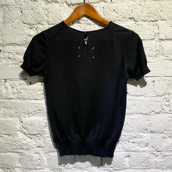 MARGIELA S/S BLACK ROUND NECK (KEYHOLE) KNIT SWEATER