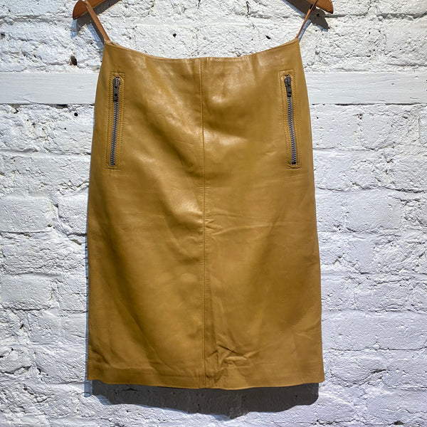 CELINE TAN LEATHER SKIRT