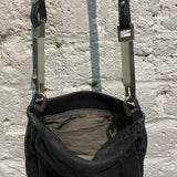RICK OWENS BLACK SUEDE DISTRESSED BAG