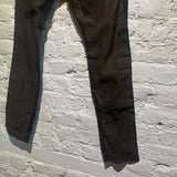 HAIDER ACKERMANN BROWN LEATHER/LINEN TROUSERS