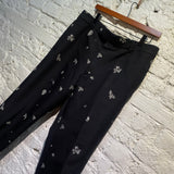 ALEXANDER MCQUEEN BLACK/SILVER EMBROIDERED TROUSERS