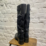 PRADA BLACK LEATHER/NYLON BOOTS