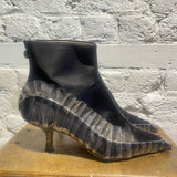 MIDNIGHTS 00 BLACK SATIN ANKLE BOOTS