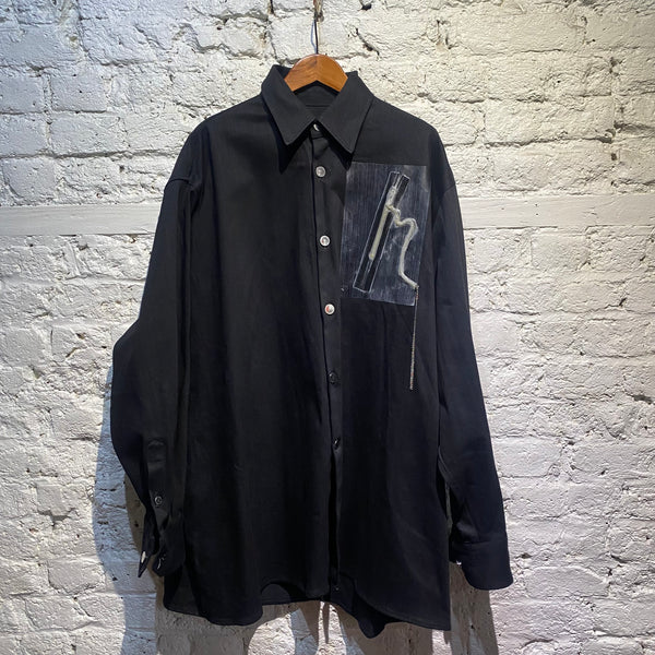 RAF SIMONS S/S19 BLACK DENIM OVERSIZE SHIRT