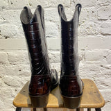 MARTINE ROSE BROWN MOCK-CROC LEATHER COWBOY BOOTS