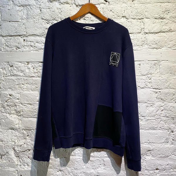 ALEXANDER MCQUEEN MCQ NAVY JERSEY SWEATER BLACK PATCH