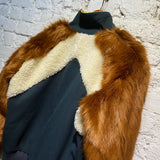 SEA DARK GREEN WOOL/FAUX FUR TRACK JACKET