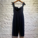 REFORMATION BLACK LINEN-MIX JUMPSUIT