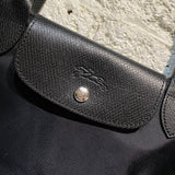 LONGCHAMP BLACK NYLON/LEATHER FOLD OUT BAG