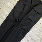 JUNYA WATANABE BLACK WOOL/POLY/CUPRO CARGO SKIRT