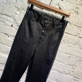 UNRAVEL PROJECT BLACK LEATHER FLARED TROUSERS