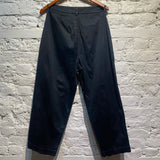 YMC NAVY WIDE  LEG PLEAT FRONT TROUSERS