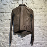 RICK OWENS BROWN LEATHER BIKER JACKET